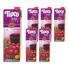 Tipco 泰可 紅葡萄汁, 100%原汁含有率, 無色素, 無香料, 無防腐劑, 富含維生素, 1L, 6瓶