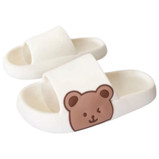 熊熊拖鞋 側邊熊熊 可愛造型 居家舒適 輕便耐穿 室內拖鞋, 36~37, 01 白色