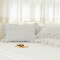 The Zari 柔軟顏料水洗蓬鬆荷葉邊枕頭套 2入, 穀物粉