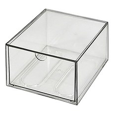 可堆疊收納盒（中號） 16.5x7.5x10cm PET材質, 透明, 1格