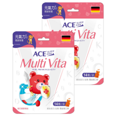 ACE Health Science 無糖綜合維他命軟糖 覆盆莓口味, 2g, 14顆, 2包