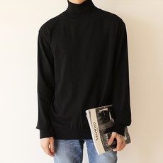 PLAYS 男款基本款長領高領針織T恤