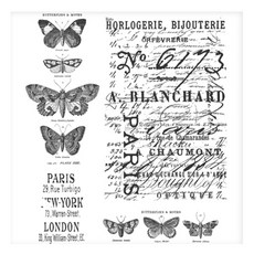 蝴蝶文字印章, 米灰色, 4份