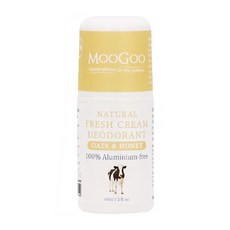 MOOGOO 天然清新乳霜體香劑 100%不含鋁, 蜂蜜燕麥, 60ml, 1瓶