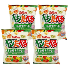 Calbee 卡樂比 Vegetaberu 心型野菜餅, 綠黃色野菜口味, 50g, 4包