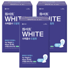 화이트 수퍼흡수 드림핏 수퍼롱 생리대 날개형, 오버나이트, 16개입, 3개