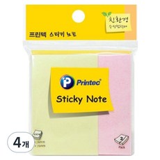 프린텍 혼합 스티키노트 혼합형 51x76mm/25x76mm, 파스텔2색, 100매, 4개