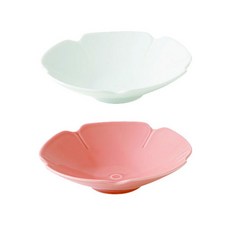 오다도기 코토하나 볼 16cm 일일초 2p세트, 화이트, 레드, 1세트