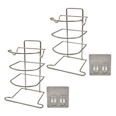 Easy 易立家 無痕掛勾不鏽鋼吹風機架, 銀色, 2個