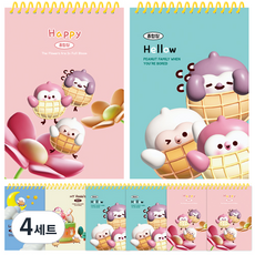 다다 소소펀 노랑스프링 종합장 30매 8종 세트, 랜덤발송, 4세트