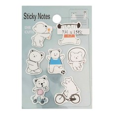 德德小品集 多款式小白熊生活便利貼,螢光透明PET材質, 105張, 1組