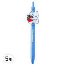 버터샵 애플팜 밀크캣 아크릴 와펜 볼펜 블랙, BLUE, 5개