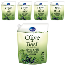 키친솝 올리브 앤 바질 친환경 주방세제, 1.2L, 5개