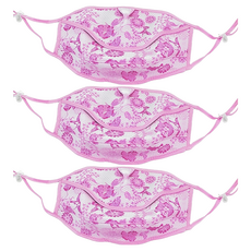 구리원사 자외선차단 2단 턱받침 꽃무늬 마스크 T4, 1개입, 3개, 핑크