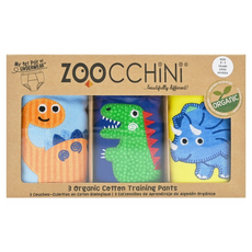 ZOOCCHiNi 3件有機棉學習褲 - 恐龍圖案, 侏儸紀公園 深藍色 + 黃色 + 淺藍色, 1盒