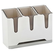 居家達人 簡約系壁掛式分格餐具/筷子筒瀝水收納架 - 23.5 x 9 x 17cm ABS+PS材質, 灰色, 1個