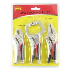 YDHX 套柄迷你大力鉗3件組 - 包含尖嘴鉗、彎嘴鉗、C型鉗, 大力鉗, 1組