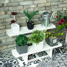 eSPACE 室內P型花盆架, 2層, 白色