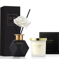 cocodor 珂珂朵爾 大豆蠟燭罐 S號 130g+黑金精油擴香瓶 200ml組, 蠟燭（純棉），擴香器（小森林）, 1組