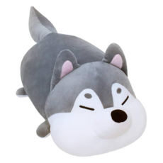 mochi town 麻糬娃娃 狗狗 哈士奇 抱枕, 1個, 哈士奇 灰色 + 白色, 180mm