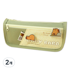 Donga PMS 可愛水豚圓形筆袋, 2個, 綠色