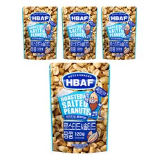 HBAF 넛츠 앤 스낵스 로스티드 앤 솔티드 땅콩, 120g, 4개