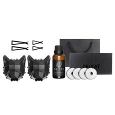 DE CAT 車用芳香劑 碳纖黑 2入 + 補充液 30ml + 一般夾 2入 + 長夾 2入 + 補充棉芯 4入 + 包裝盒 + 購物袋套組 所有車款通用, 1套, 黑櫻桃香