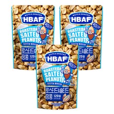 HBAF 넛츠 앤 스낵스 로스티드 앤 솔티드 땅콩, 120g, 3개