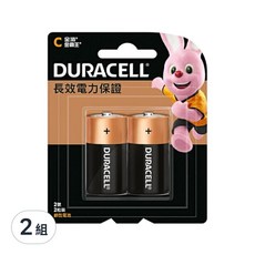 DURACELL 金頂 金霸王鹼性電池 2號，電力持久穩定，無添加水銀，環保安全, 2顆, 2組