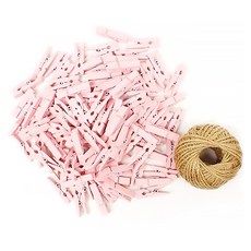 小木頭夾 3.5cm 50個+繩子 30m組, 10粉色（木鉗）, 1套