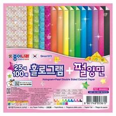 JONG IE NARA 雷射5種 x 10張 + 珠光雙面色紙10種 x 5張 套組, 25色, 1個