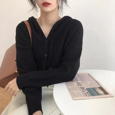 PEONIST 女性連帽寬鬆版針織開襟衫