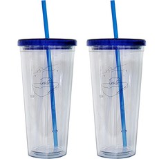 KKOMKKOMI For Earth 環保吸管隨行杯 2入, 650ml, 藍色北極熊