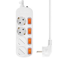 홈플래닛 개별스위치 멀티탭 4구+ 안전커버, 화이트, 1개, 3m