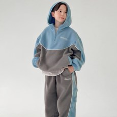 BerryCloset 兒童ICON色塊刷毛上下衣套裝