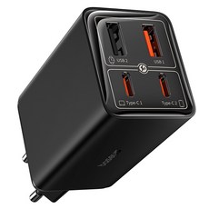 베이스어스 GaN6 Pro 65W 4포트 2C / 2U C타입 USB 초고속 멀티 충전기, 블랙, 1개