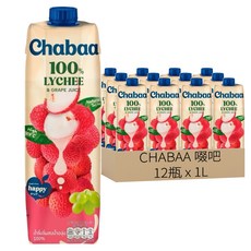 CHABAA 啜吧 荔枝佐葡萄果汁, 1L, 12瓶