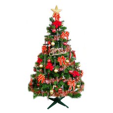 綠聖誕樹裝飾飾品組 豪華版 100燈鎢絲樹燈串清光2串, 紅色 + 金色