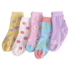 설레발 유아용 크림플라워 중목 양말 5족 세트