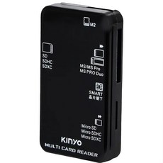 Kinyo 多合一晶片讀卡機 線長1.2m 37 x 16 x 66mm 45g, KCR-6252, 黑色, 1個