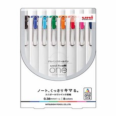 Uni 中性原子筆 0.38mm 8色, 混色, 1組