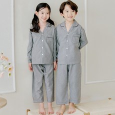 아동용 데일리 긴팔 체크 학생 상하의 세트