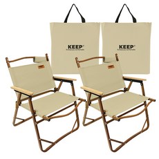 KEEP 캠핑 폴딩 포레스트 로우 체어 + 수납가방, 2개, 라이트베이지