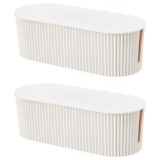 comet 延長線收納整理盒 中號, 象牙色, 2個