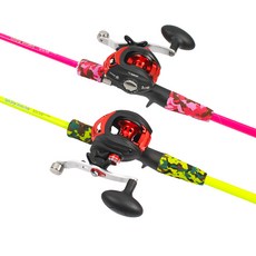 HAEDONG 海東 除霜組合釣魚套組 Funky Tonight 釣魚竿 C175XL + V5 紅色左手柄 Baitril, 黃色的