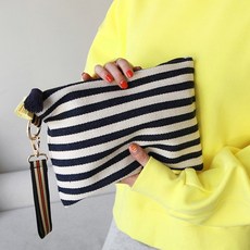 帆布條紋化妝包