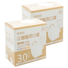 順易利 成人立體醫用口罩 美顏款 M, 密桃紅, 30片, 2盒