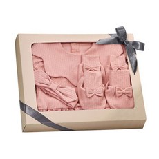 酷咕鴨 plus竹纖羅紋紗裙包屁衣禮盒, 竹纖親膚透氣, 新生兒禮盒推薦, 0~24個月, 自然粉