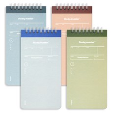 MUNID 線圈萬年上翻式100日計畫本 4件組, 灰藍色, 卡其色, 藍色, 棕色, 1套