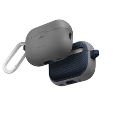 UNIQ Clyded 卡扣式雙料保護套 附登山扣, AirPods Pro 2代適用, 灰色 + 藍色, 1組